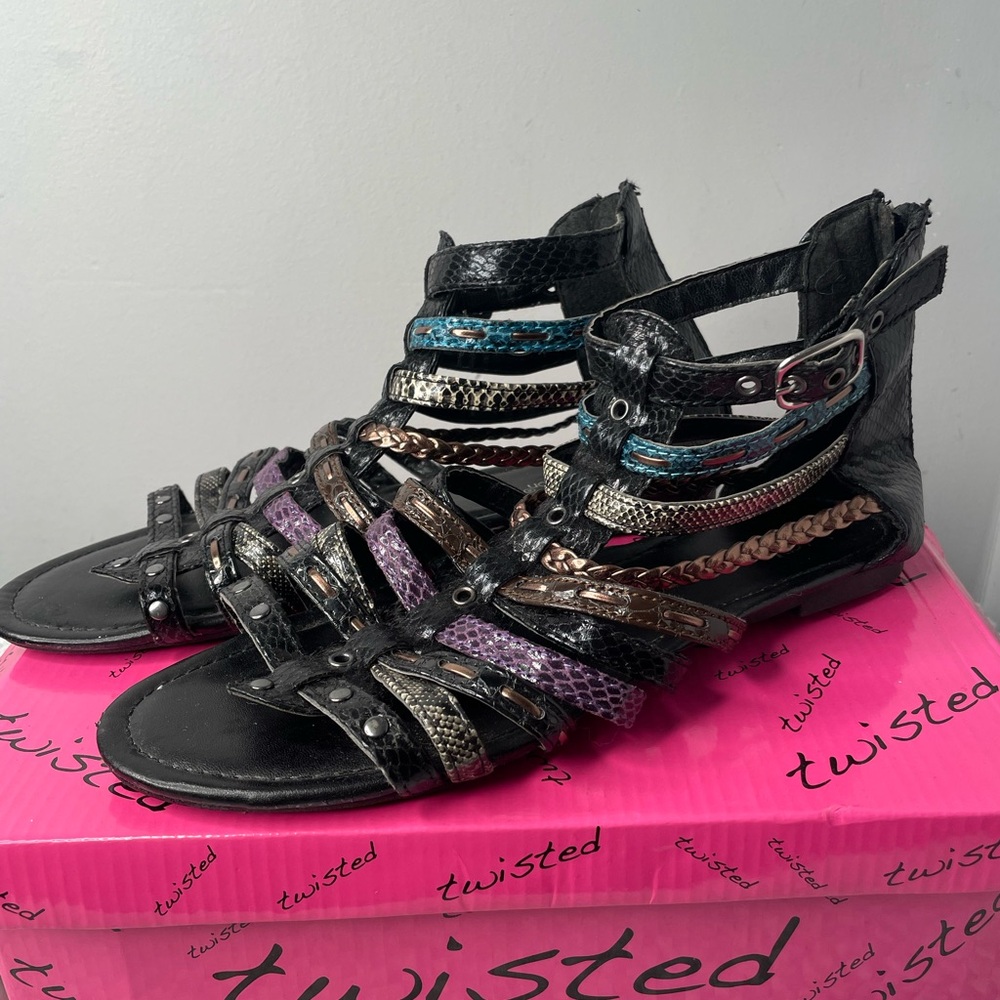Black Sandals With Colorful Straps